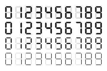 digital numbers, countdown numbers, clock numbers - obrazy, fototapety, plakaty