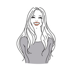 ロングヘアの大人っぽい女性上半身