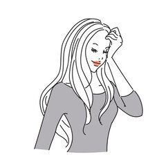 ロングヘアの大人っぽい女性上半身