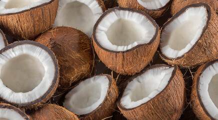 Fototapeta na wymiar Background Showcasing an Abundance of Coconuts
