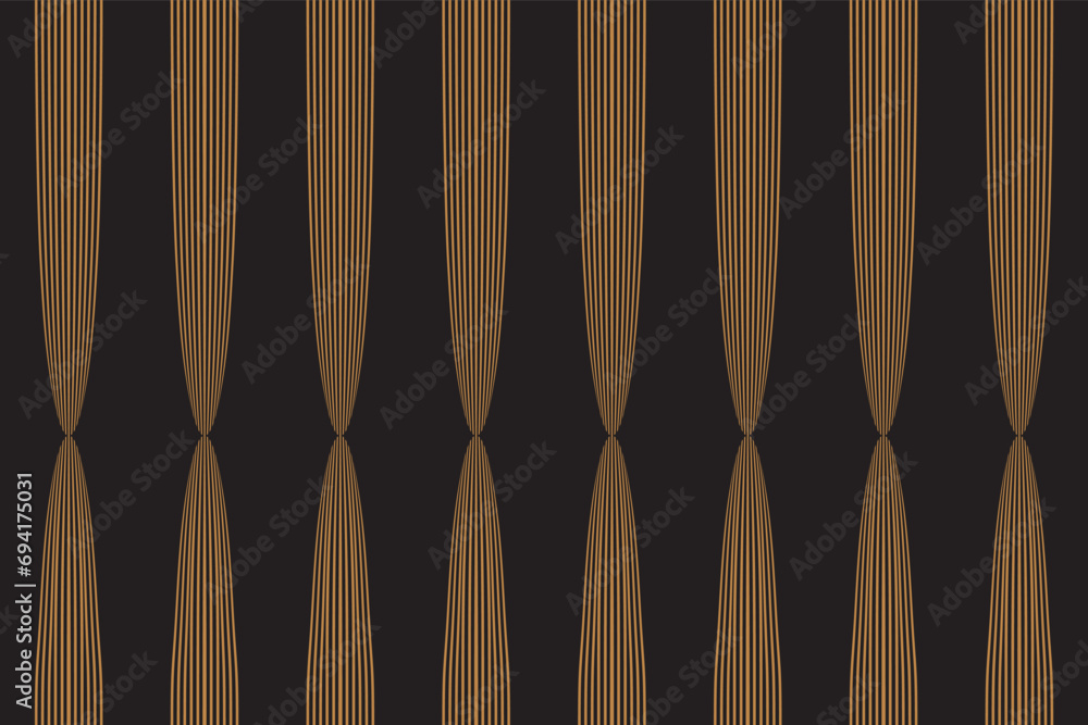 Poster geometric of pattern vector. design vertical stripe of curtain gold on black background. design prin