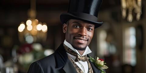 a man in a top hat, in the style of historical drama, generative AI