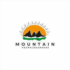 mountain adventure line art logo vector illustration design graphic