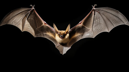 Bat in flight. Wing flap. Isolated transparent background. 