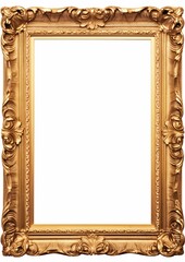 old antique gold frame over white background