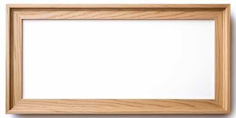 Modern oak solid wood picture frame isolated on white background, light colored  Wooden horizontal...