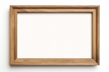 Modern oak solid wood picture frame isolated on white background, light colored  Wooden horizontal blank photo frame with empty space isolated on white background, landscape frame mock up.