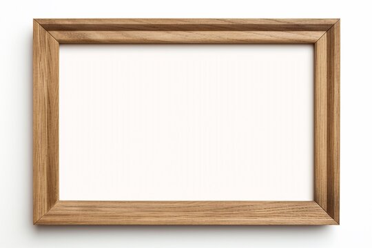 Modern oak solid wood picture frame isolated on white background, light colored  Wooden horizontal blank photo frame with empty space isolated on white background, landscape frame mock up.