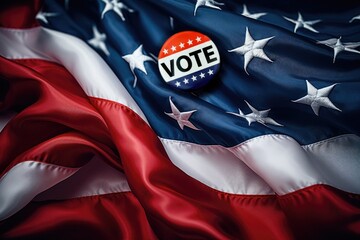 American Democracy Symbolized: Voting Badge Button on the United States Flag - Get Out and Vote