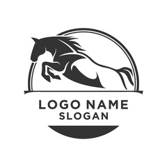black jumping horse vector logo - obrazy, fototapety, plakaty