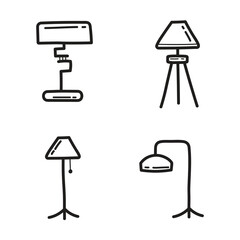 Modern set of Lamps doodle design