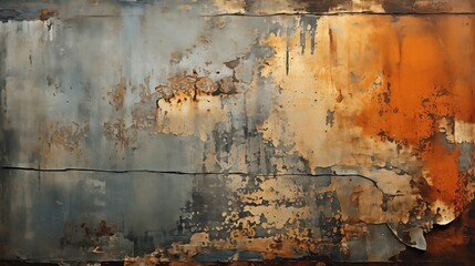 industrial decay, a rich patina of rusted texture over weathered metal. The bold orange tones create a warm, atmospheric backdrop, perfect for contemporary artistic expressions or urban exploration