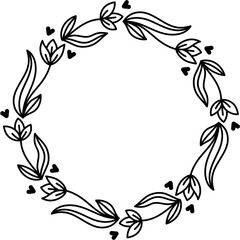 Fototapeta na wymiar hand drawn botanical wreath clipart
