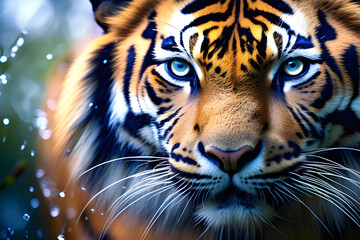 beautiful-tiger-in-forest close-up. Generative AI