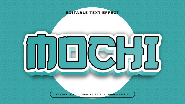 White and green mochi 3d editable text effect - font style. Japan japanese text effect