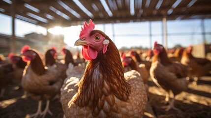 Indoor farm of hens that lay eggs