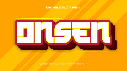 Red white and yellow onsen 3d editable text effect - font style. Japan japanese text effect