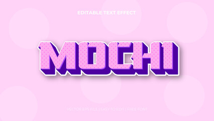 Purple violet and pink mochi 3d editable text effect - font style. Japan japanese text effect