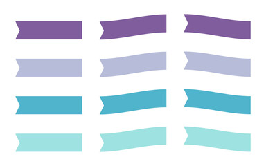 Obraz premium Set of modern simple banner ribbons. Decorative flag, tape for text, price tag, sale label, printable, planner, scrapbook, stickers, weekly days label.