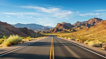 Road Winding along empty roads through a barren desert landscape.