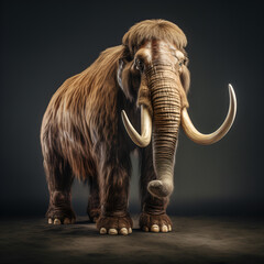 Woolly mammoth roaming the terrains of the ice age earth. Generative AI.	
