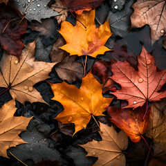 Autumn leaves lying on the floor