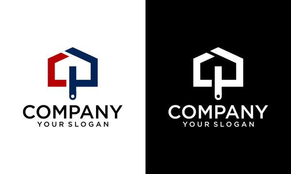 Creative simple CP monogram template CP real estate logo design template CP home or house Logo