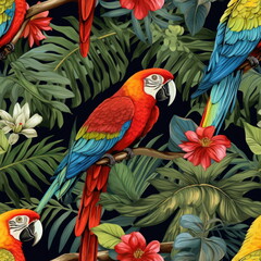 Obraz premium Seamless Pattern Parrot