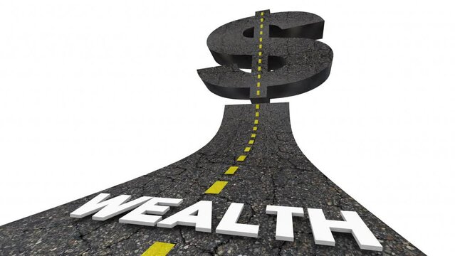 Road to Wealth Path Prosperity Grow Money Savings Assets 3d Animation