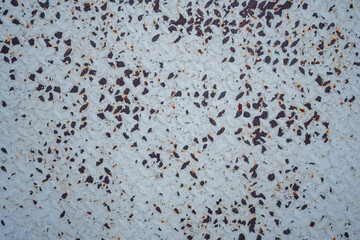 Peeling paint on the rust wall. Empty for design, pattern, cover, overlay texture, background and other, Surface of old steel background.