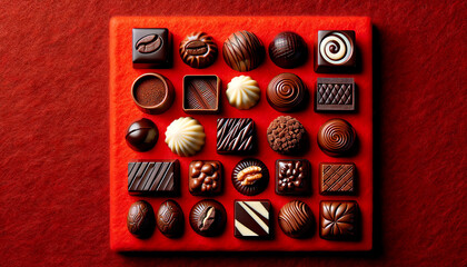 赤い布の上のチョコレート_001