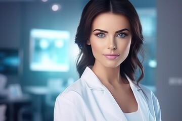 Medical Professional Elegance: Portrait of Female Doctor in Professional Attire
