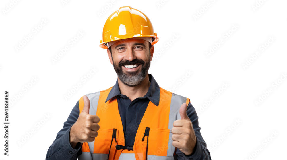 Wall mural Happy smart engineer man smiling isolated without background.