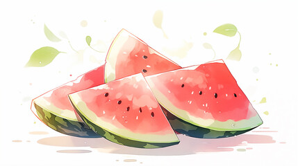 Hand drawn cartoon cut watermelon illustration
