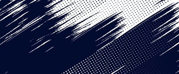 Dots halftone white \u0026 blue color pattern gradient grunge texture background. Dots pop art comics sport style vector illustration - obrazy, fototapety, plakaty