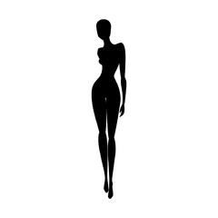 Posing woman silhouettes for fashion collection. Female mannequin for fashion designs. Vector illustration isolated in white background