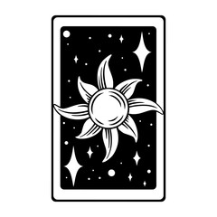 Tarot aesthetic prediction card with stars. Occult tarot design for oracle card covers. Vector illustration isolated in white background