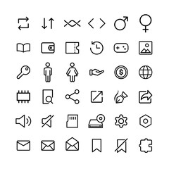 Set of Interface. Line Style Icons for Web and Mobile. Vector Illustration 