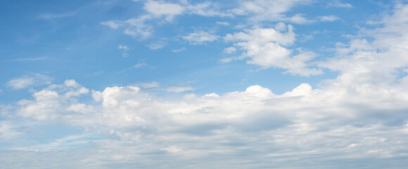 Obraz premium blue sky with white cloud background. Cloudscape - Blue sky and white clouds, wide panorama. sky blue background morning day