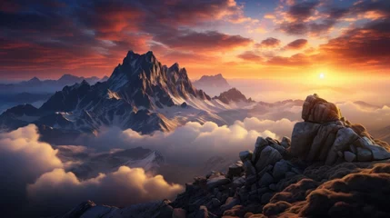 Foto op Aluminium beautiful sunrise on top of hills in Saxon Switzerland © Anil Hakim
