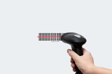 Barcode scanner on a light background
