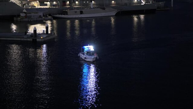 Sydney Harbor Police Boat at Night
