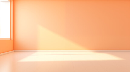 orange color wall in room and sunlight in the minimal style, minimal background, stage, display, 3d background, abstract background, 3d render, generate ai