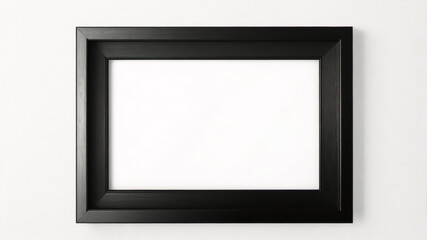 Lienzo en blanco vacío con marco decorativo negro sobre una maqueta de fondo blanco	