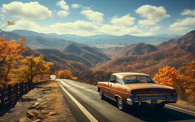 Fototapeta na wymiar View of A romantic Blue Ridge Highway in a North Carolina Nikon style