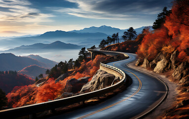 View of A romantic Blue Ridge Highway in a North Carolina Nikon style - obrazy, fototapety, plakaty