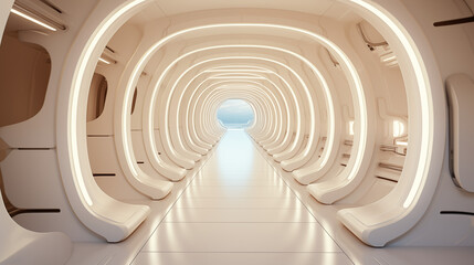 Obraz premium white room in futuristic style, cozy, vintage style, 3d background, abstract background, 3d render, generate ai