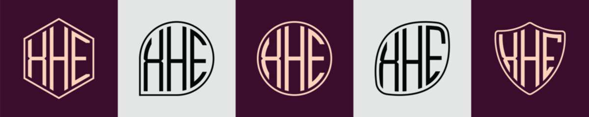 Creative simple Initial Monogram XHE Logo Designs.