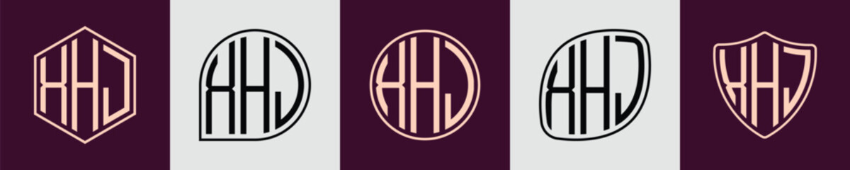 Creative simple Initial Monogram XHJ Logo Designs.