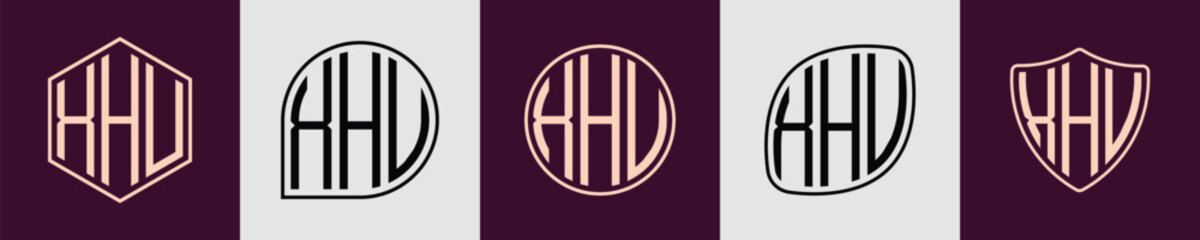 Creative simple Initial Monogram XHU Logo Designs.